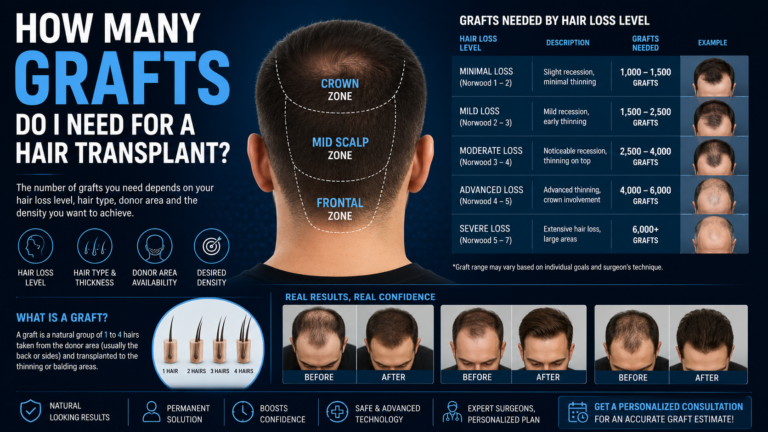 HOW MANY GRAFTS DO I NEED FOR A HAIR TRANSPLANT?